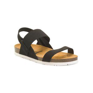 PLAKTON Black Made In Spain Leather Gilda Comfort Footbed Sandals